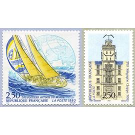 france 1993, très beaux timbres neufs** luxe yvert 2789 la whitbread, les postiers au tour du monde, course à la voile et 2815 bicentenaire du télégraphe chappe.