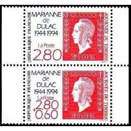 journée du timbre : cinquantenaire de la marianne de dulac paire 2864a année 1994 n° 2863 2864 yvert et tellier luxe