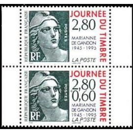 journée du timbre : cinquantenaire de la marianne de gandon paire 2934a année 1995 n° 2933 2934 yvert et tellier luxe