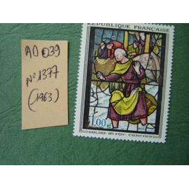 AD 039 // TIMBRE FRANCE NEUF 1963 " N°1377 "Vitrail Eglise Ste Foy Conches