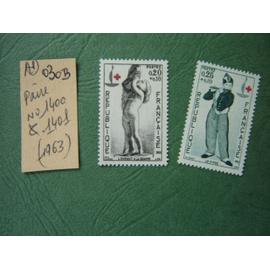 AD 030 B // Paire(2) TIMBRES FRANCE NEUFS 1963"N° 1400/1401 Croix+Rouge