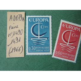 AD 079 A // Paire(2) TIMBRES FRANCE NEUFS 1966*N°1490/1491 "Europa "