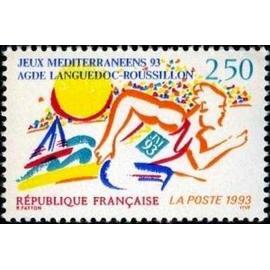 1 Timbre France 1993 Neuf- Jeux méditérranéens 93 - Agde (Languedoc-Roussillon) - Yt 2795