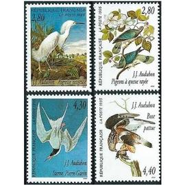 france 1995, très belle série neuve** luxe oiseaux par audubon : 2929 aigrette, 2930 pigeons, 2931 sterne et 2932 buse.