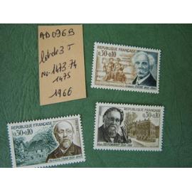 AD 096 B // LOT de 3 TIMBRES FRANCE NEUFS 1966 *N°1473/1474/1475"Fauré/Taine/Metchnikoff