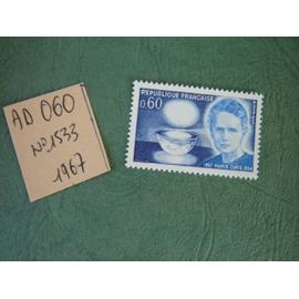 AD 060 // TIMBRE FRANCE NEUF 1967 *N°1533 " Marie  Curie "