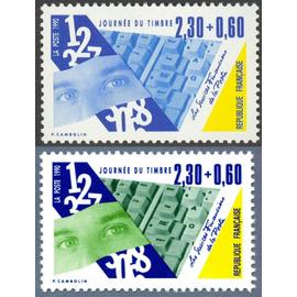 france 1990, très belle paire neuve** luxe journée du timbre, timbres 2639 et 2640, les services financiers de la poste.
