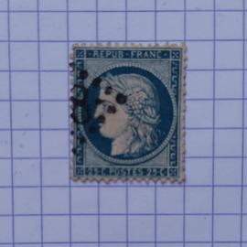 lot n°3039 -- timbre oblitéré France classique n°60A (1er état)---- 25c bleu
