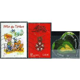 france 2002, beaux timbres yvert 3459 saint valentin, photo de yann arthus bertrand, 3467 fête du timbre, boule et bill et 3490 bicentenaire de la légion d