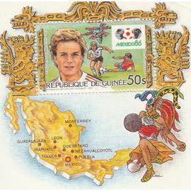 bloc de timbre neuf de guinée - coupe du monde de foot mexico 86