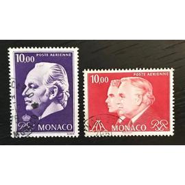 Lot de 2 timbres oblitérés 1974 1982 Monaco aériens yt 97 et 101
