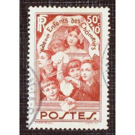 FRANCE N° 312 oblitéré de 1936 - 50c + 10c rouge-brique « Au profit des enfants des chomeurs » - cote 5 euros