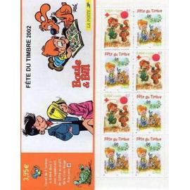 fête du timbre : "boule et bill" bande carnet 3467a année 2002 n° 3467 3468 yvert et tellier luxe