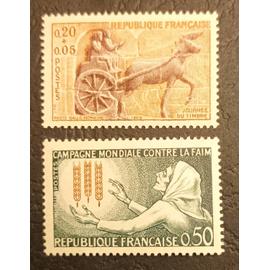 Timbre France neuf 1963 , Y&T n° 1378 , 1379 , non oblitéré , très bon état.