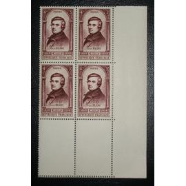 FRANCE N° 797 neuf sans charnière de 1948 - 4f + 3f brun-lilas « Centenaire de la Révolution de 1848 : Louis Blanc » en blocs de 4 timbres avec bord de feuille - Cote 6 euros