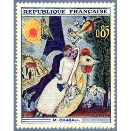 France 1963, très beau timbre neuf** luxe yvert 1398, oeuvre de marc Chagall, "Les Mariés De La Tour Eiffel".