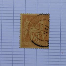 lot n°1233 -- timbre oblitéré France classique n ° 92 ---- 25c bistro sur jaune