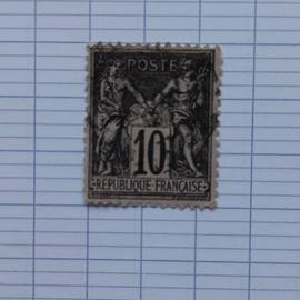 lot n°1231 -- timbre oblitéré France classique n ° 89 ---- 10c noirsur lilas