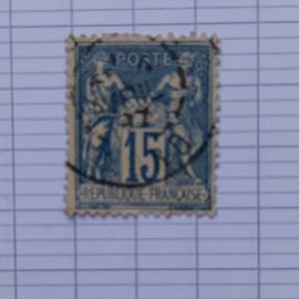 lot n°2560 -- timbre oblitéré France classique n ° 90 ---- 15c bleu