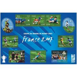 Bloc-feuillet de timbres de France N°110 "Coupe du monde de Rugby 2007"
