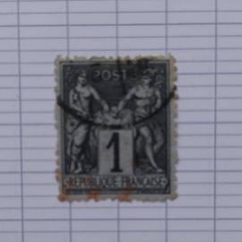 lot n°2121 -- timbre oblitéré France classique n ° 83 ---- 1c noir sur azuré