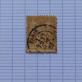 lot n°2585 -- timbre oblitéré France classique n ° 92 ---- 25c bistre sur jaune