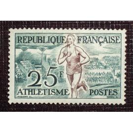 FRANCE N° 961 neuf avec charnière ou trace de 1953 - 25f vert foncé et bistre « Jeux olympiques d