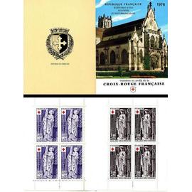 au profit de la croix rouge : sculptures religieuses église de brou carnet 2025 année 1976 n° 1910 1911 yvert et tellier luxe