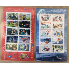 lot de 2 blocs de timbres neufs jeunesse france BF76 Sports de glisse, BF91 jeux vidéo, années 2004-2005