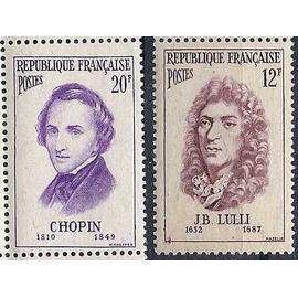 Yvert France N° 1083 & 1086 (1956). JB Lulli et Frédéric Chopin.  Neuf** (MNH)