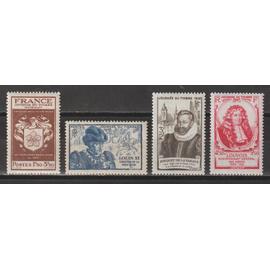france, 1944, 1945, 1946, 1947, journée du timbre, n°668 + 743 + 754 + 779, neufs.
