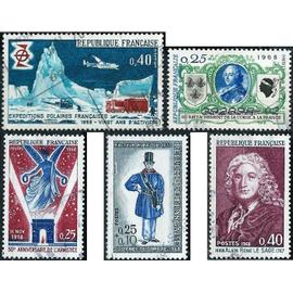 france 1968, bx timbres yvert 1549 journée du timbre 1558 A. Lesage, écrivain, 1571 50 ans de l