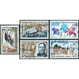 france 1969, beaux timbres yvert 1596 chateau de hautefort, 1597 floralies de paris, 1600 centenaire de l