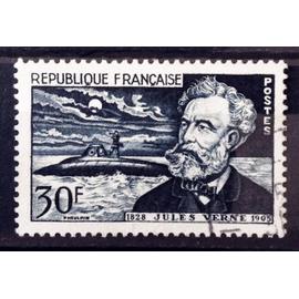 Jules Verne 30f Bleu-Noir (Très Joli n° 1026) Obl - Cote 6,00 - France Année 1955 - brn83 - N17000