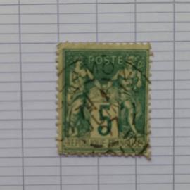 lot n°3065 -- timbre oblitéré France classique n ° 75 IIB ---- 5c vert