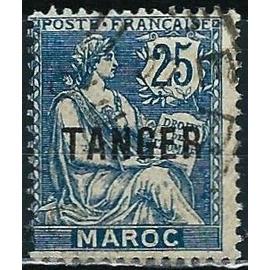 maroc, protectorat français 1918, beau timbre yvert 89, type mouchon 25c. bleu, libellé "maroc" et surchargé "tanger", oblitéré, TBE.