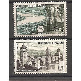 1118 - 1119 (1957) Région Bordelaise / Pont Valentré 70f N* (cote 16e) (1883)