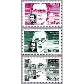 france 1984, célébrités, très beaux timbres neufs** luxe yvert 2328 émile littré, 2329 jean zay et 2330 gaston bachelard.