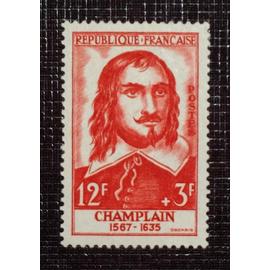 FRANCE N° 1068 neuf sans charnière de 1956 - 12f + 3f vermillon « Samuel de Champlain, explorateur » - Cote 6 euros
