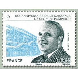 france 2011, très beau timbre neuf** luxe yvert 4561, 100e anniversaire de la naissance de Georges Pompidou.