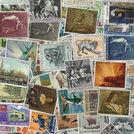 Collection de timbres St Marin oblitérés : Qté - 100 timbres différents