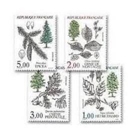 faune et flore de france (3) : arbres série complète année 1985 n° 2384 2385 2386 2387 yvert et tellier luxe