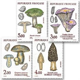 flore et faune de france (5) : champignons série complète année 1987 n° 2488 2489 2490 2491 yvert et tellier luxe