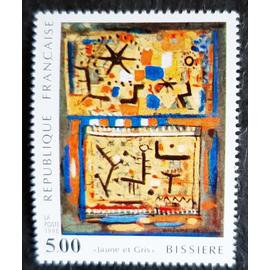 Timbre N° 2672 - Roger Bissière - Jaune et gris - 1990