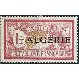 Algérie, département français 1924 / 25, beau timbre yvert 29, type merson 1f. rouge et jaune olive surchargé "algerie", neuf*