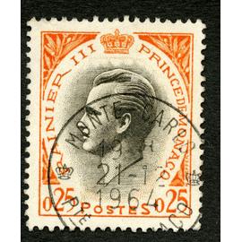 timbre oblitéré RAINIER III,prince de monaco,postes,0,25