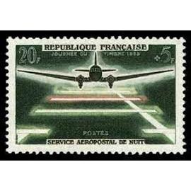 journée du timbre et 20ème anniversaire du service aéropostal de nuit année 1959 n° 1196 yvert et tellier luxe