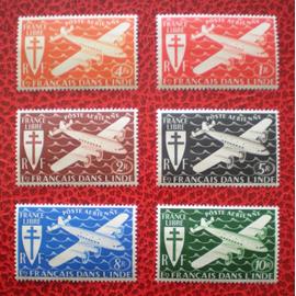 Lot de 6 timbres neufs ** - Série de Londres - Poste aérienne - France libre - Série complète - Etablissements français dans l