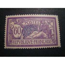Timbre-Poste France neuf ** N° 144 - type Merson 60c violet et bleu - 1907