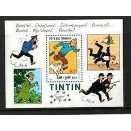 fête du timbre : tintin et milou (hergé) bloc feuillet 28 année 2000 n° 3304 yvert et tellier luxe